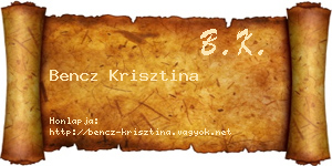 Bencz Krisztina névjegykártya